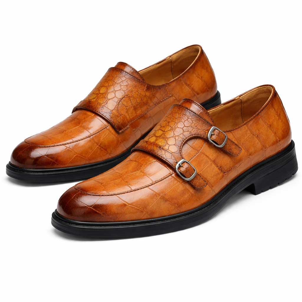 Savonti Double-Monk Strap Genuine Leather Shoes