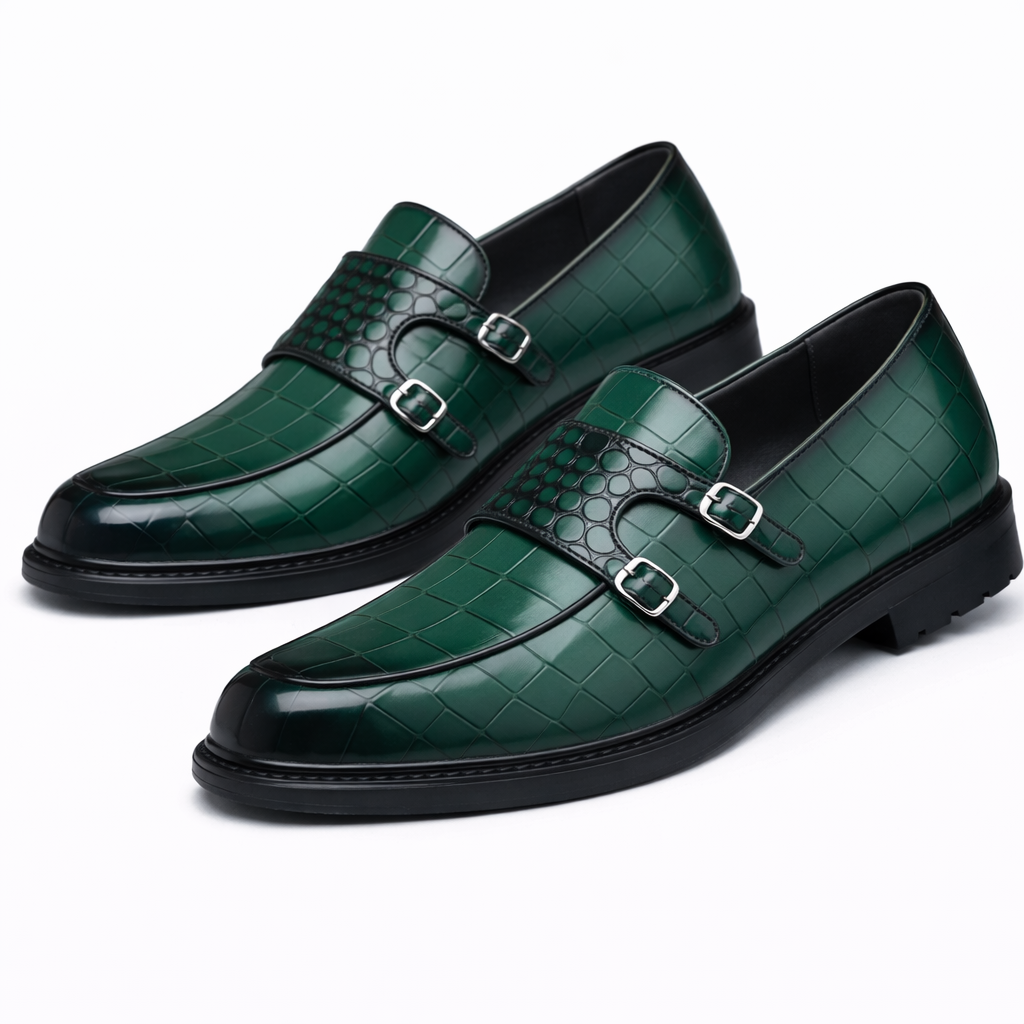 Savonti Double-Monk Strap Genuine Leather Shoes
