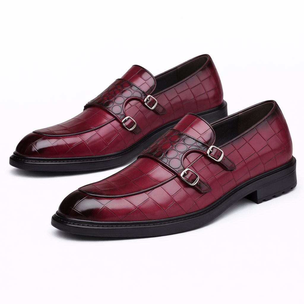 Savonti Double-Monk Strap Genuine Leather Shoes