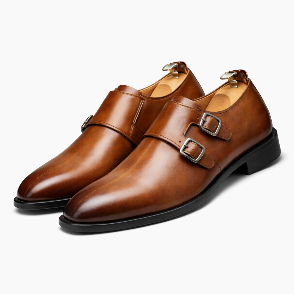 Halden Genuine Leather Monk Strap Shoes