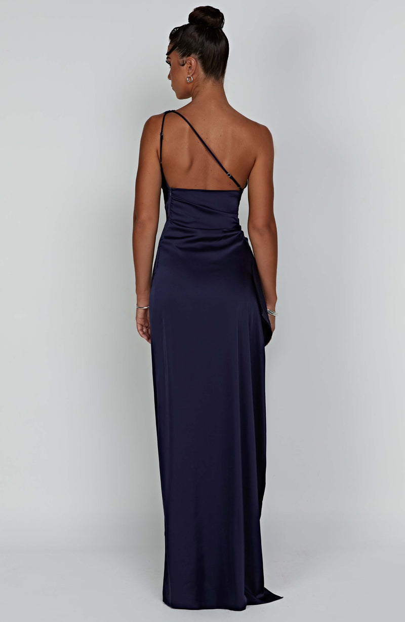 Satin One-Shoulder Maxi Dress – Women's Evening Dress