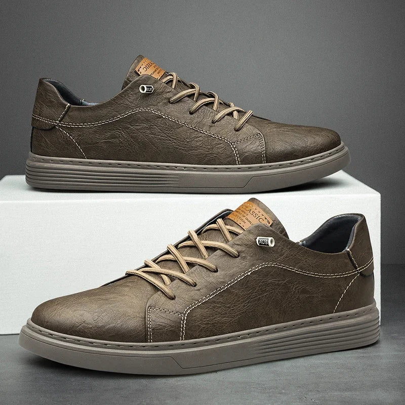 Men's Genuine Leather Low-Top Sneakers