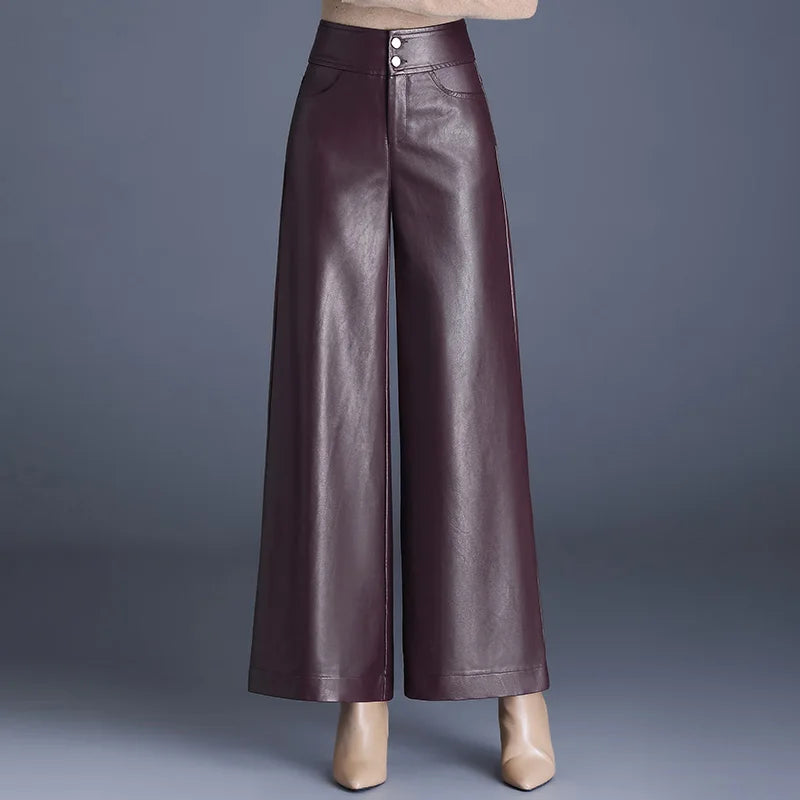 Sylvana Vegan Leather Wide-Leg Pants
