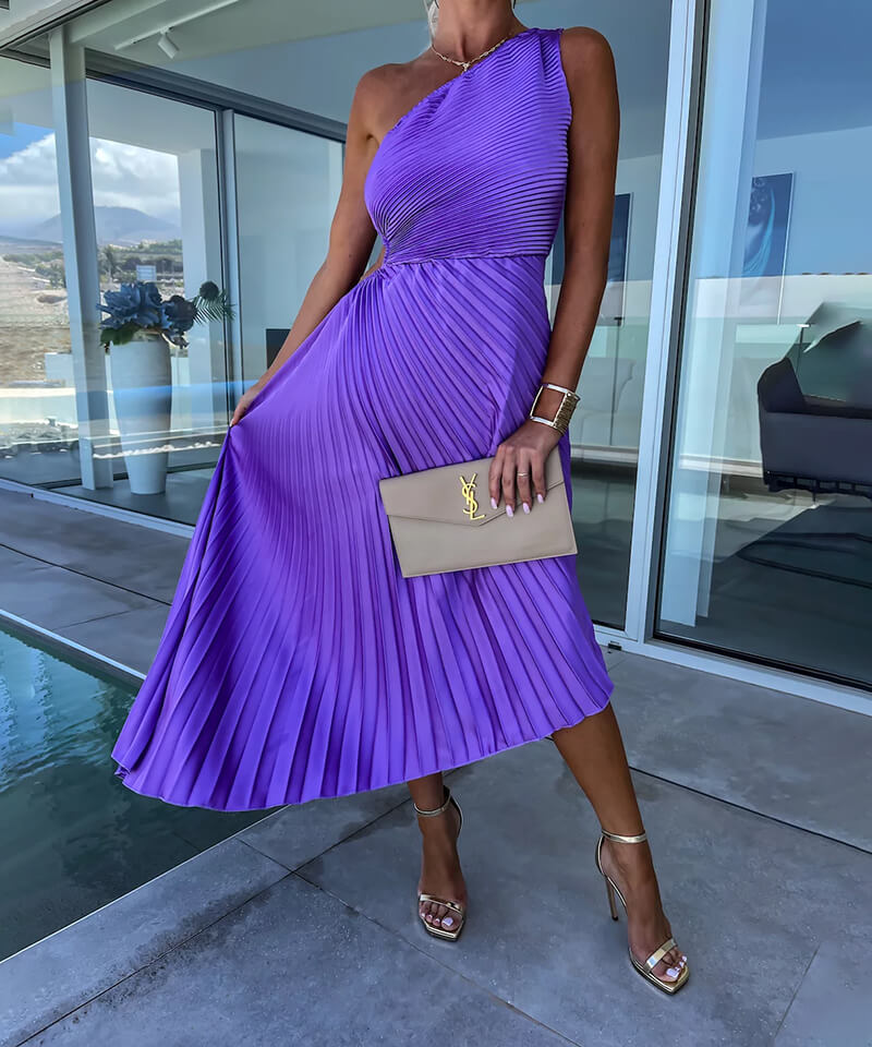One-Shoulder Midi Dress – Women's Cocktail Dress