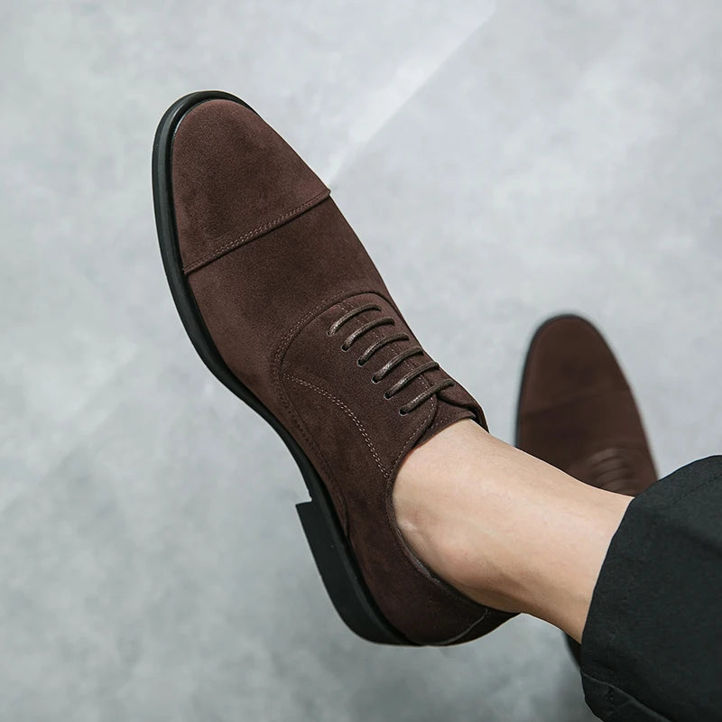 Men's Genuine Leather Lace-Up Oxford Shoes