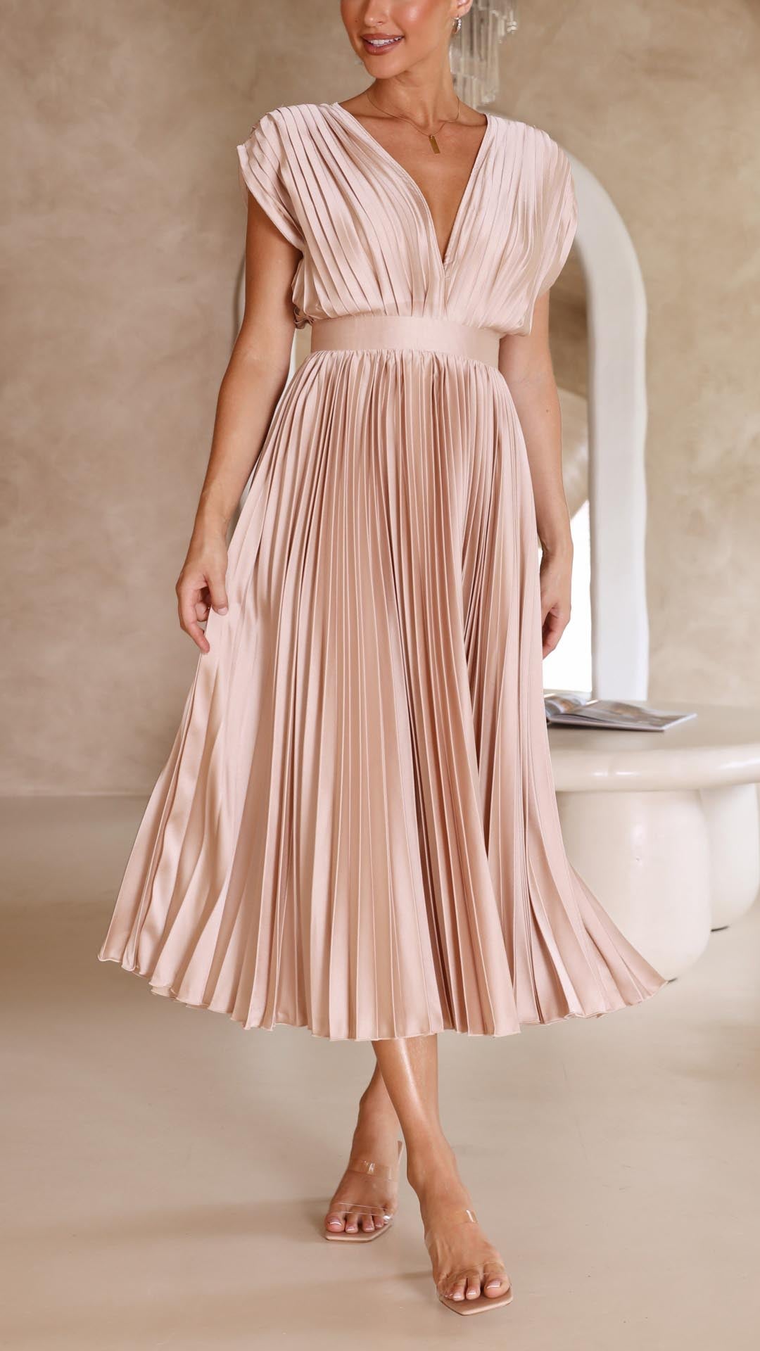 Pleated Maxi Dress – Women's Evening Dress | Maria