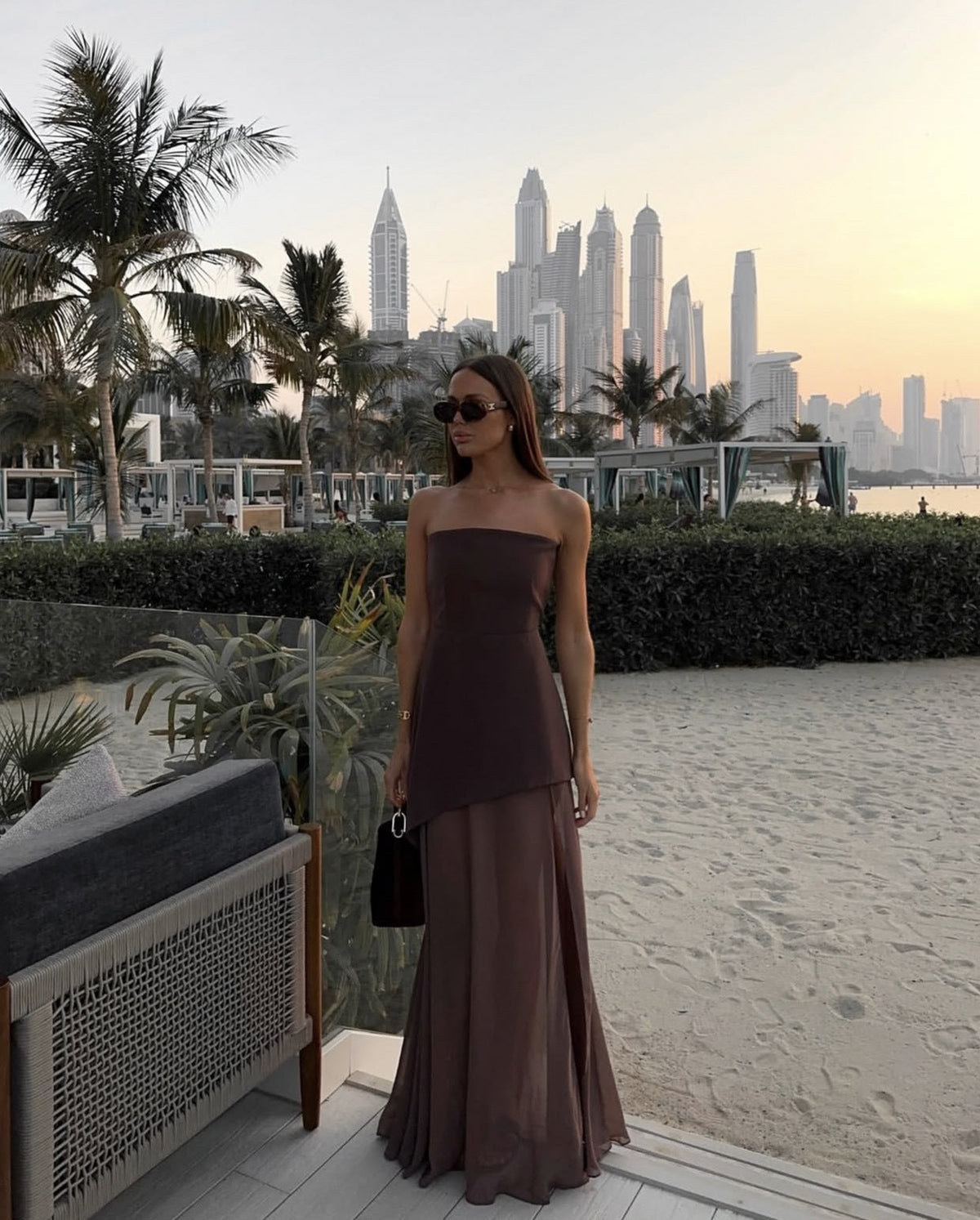 Strapless Asymmetric Maxi Dress – Women's Evening Dress