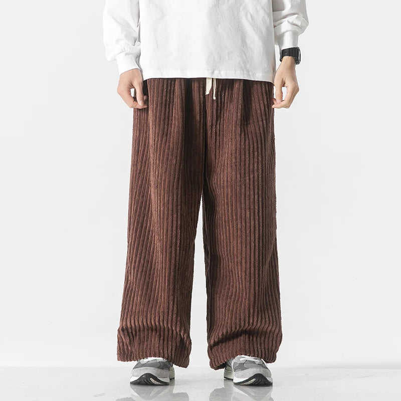 Davino Wide-Leg Corduroy Drawstring Pants