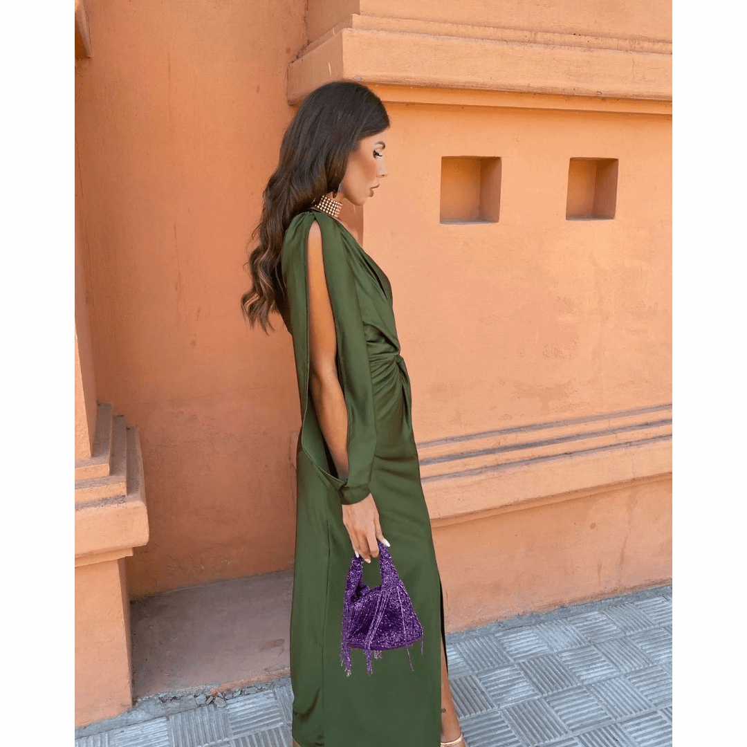 Ruched Midi Dress – Women's Evening Dress