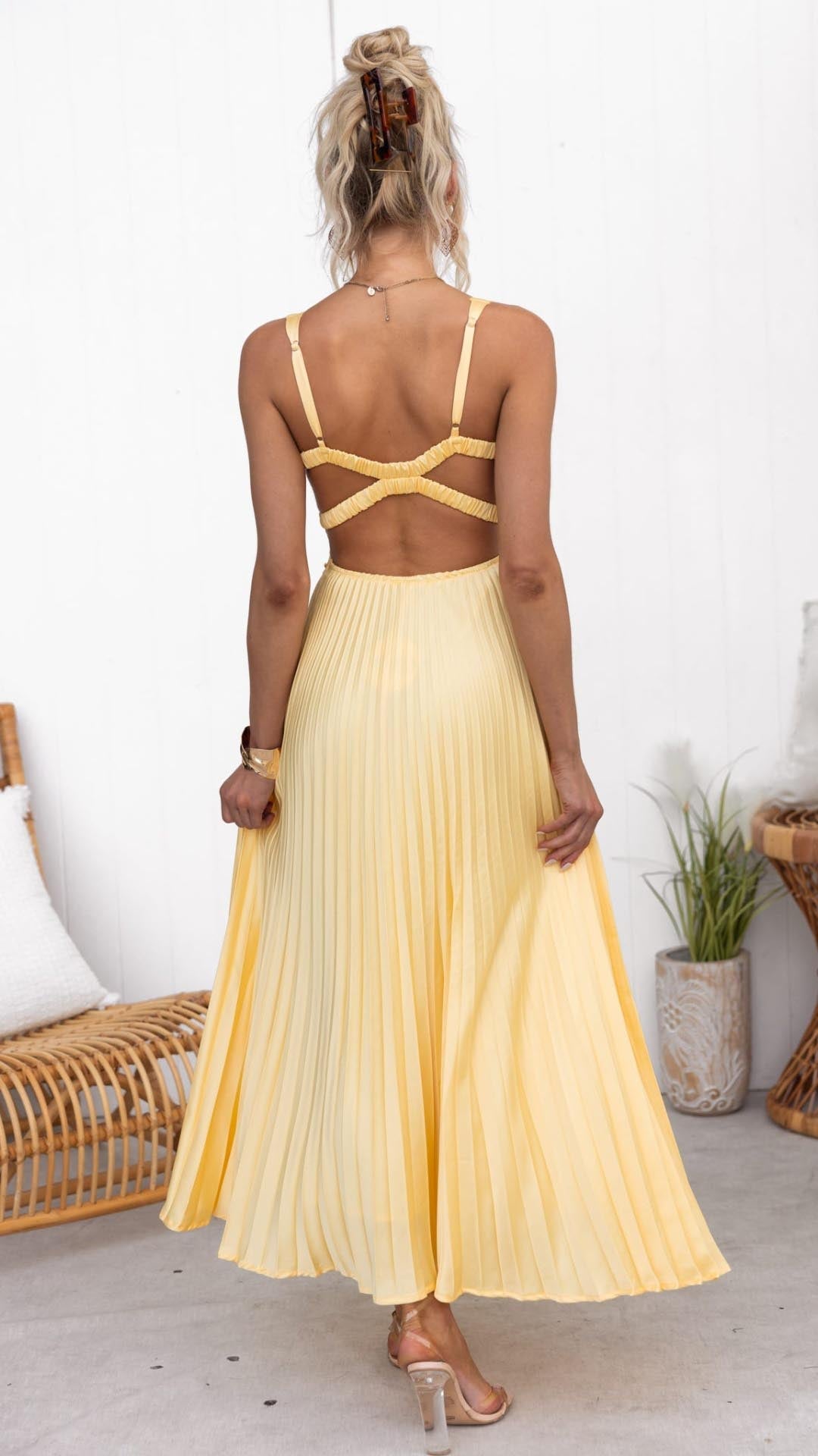Pleated Maxi Dress – Women's Evening Dress