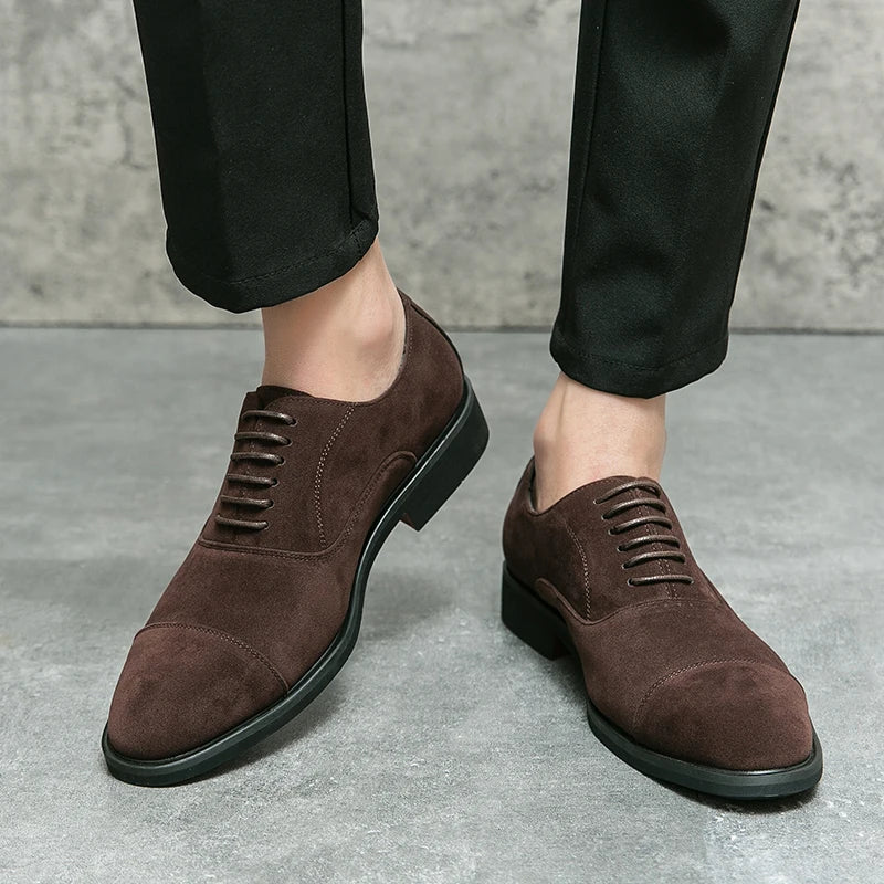 Men's Genuine Leather Lace-Up Oxford Shoes