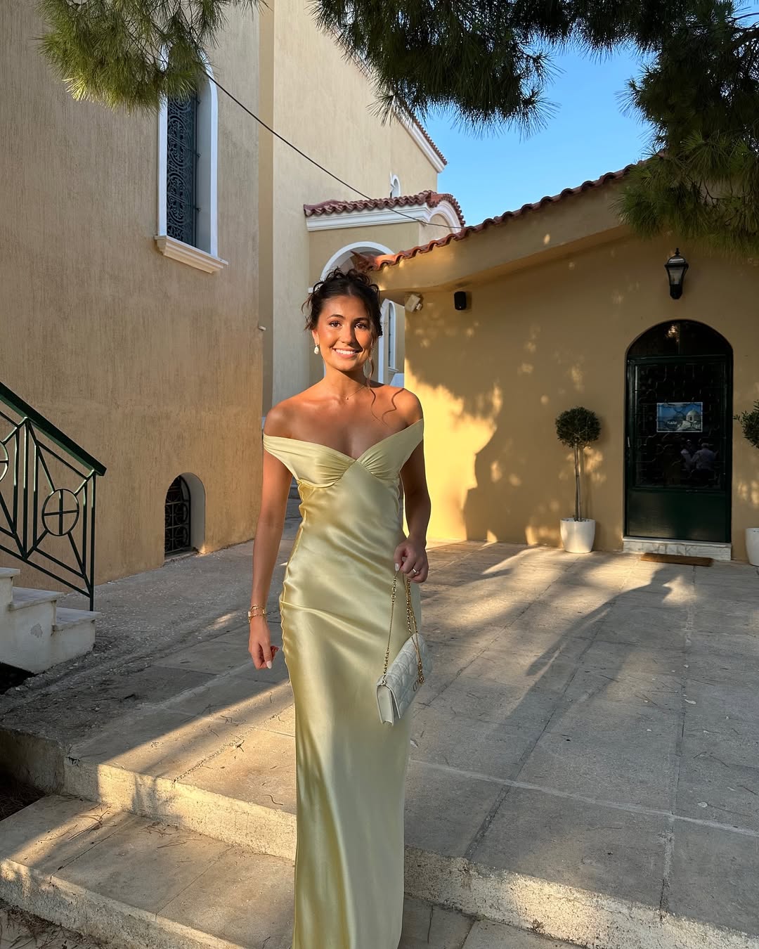 Lace Off-Shoulder Satin Maxi Dress – Women's Evening Dress