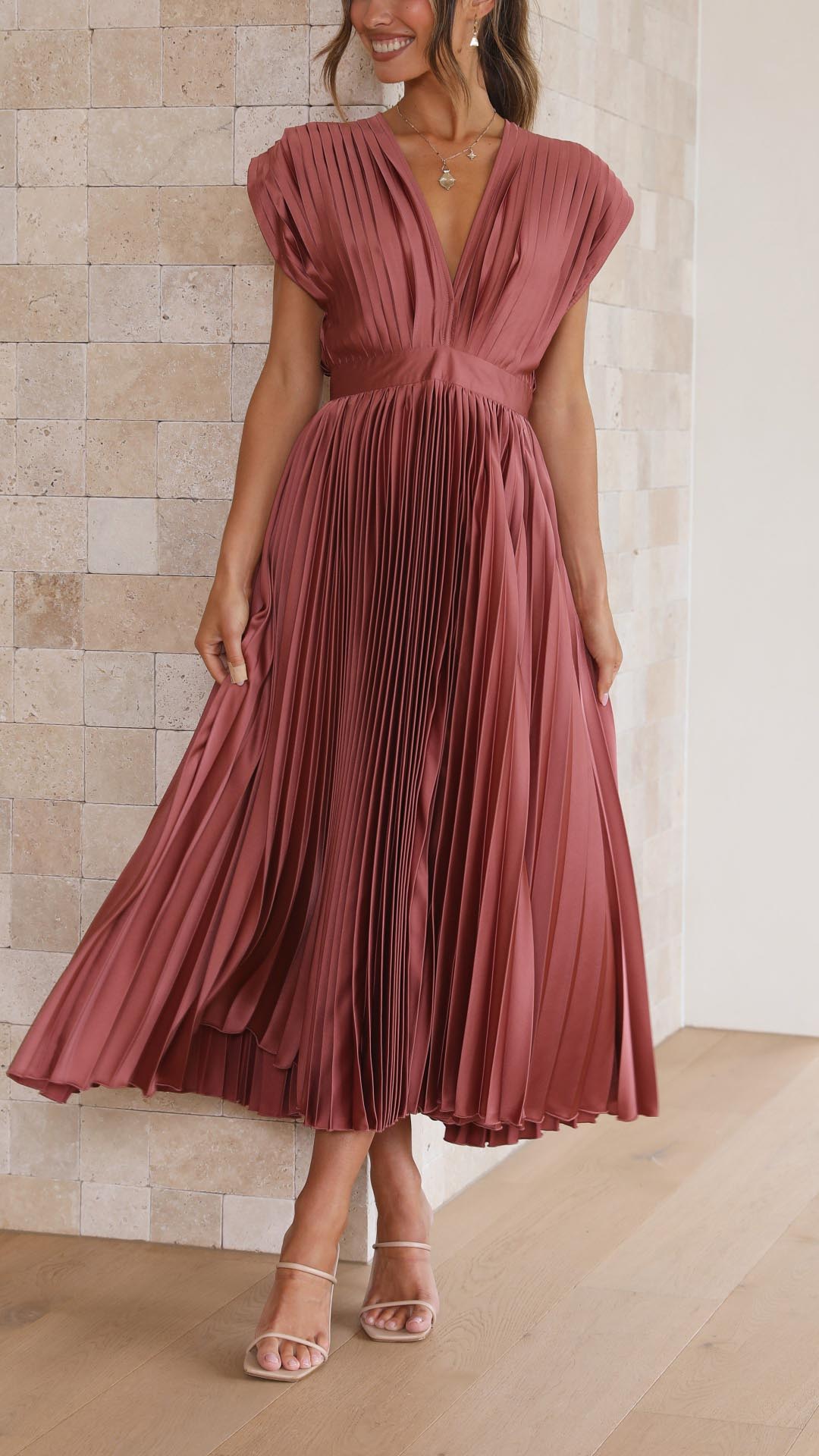 Pleated Maxi Dress – Women's Evening Dress | Maria