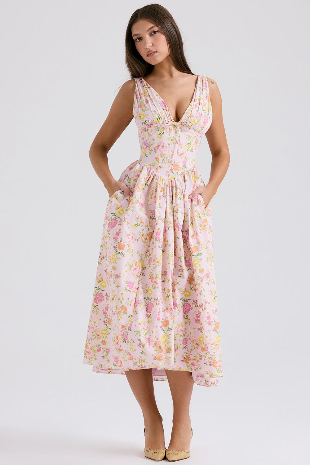 Floral Midi Dress – Women's Summer Dress