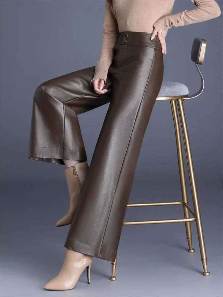 Sylvana Vegan Leather Wide-Leg Pants