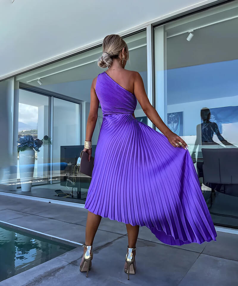 One-Shoulder Midi Dress – Women's Cocktail Dress