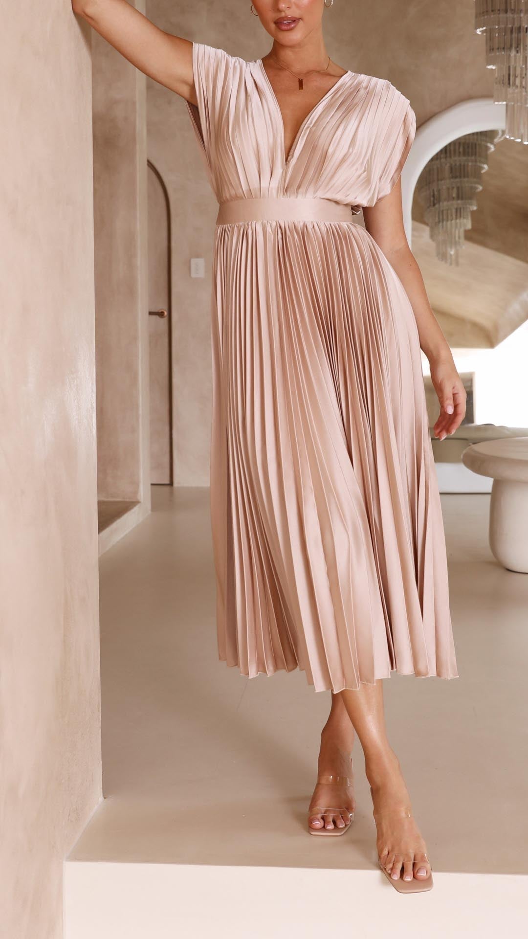 Pleated Maxi Dress – Women's Evening Dress | Maria