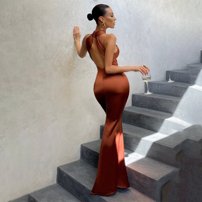 Fishtail Open-Back Maxi Dress – Women's Evening Dress