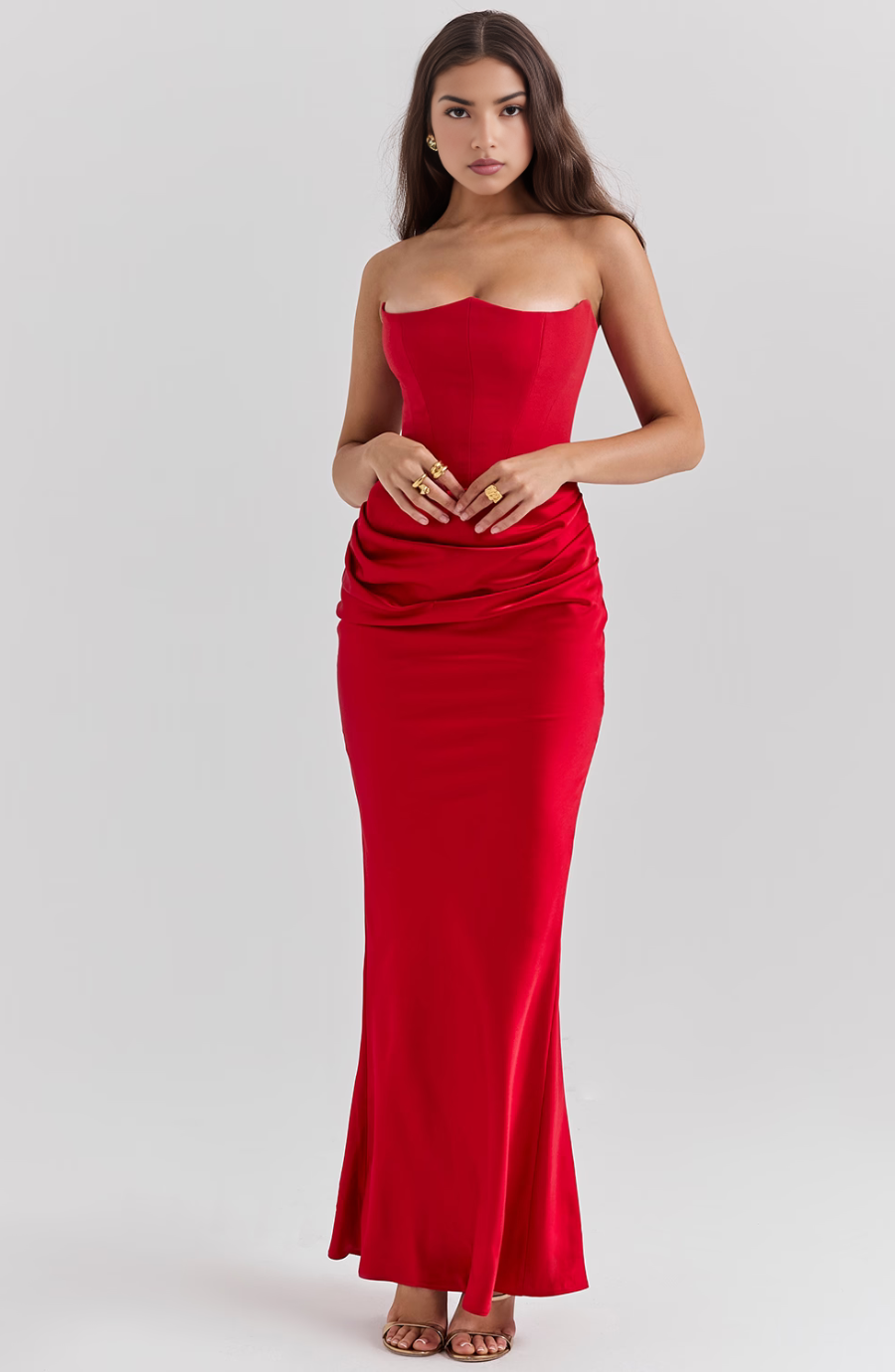 Lace Strapless Maxi Dress – Women's Evening Dress