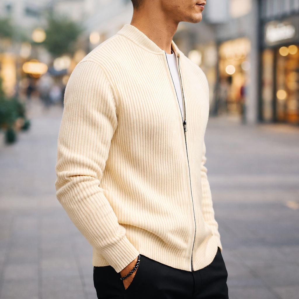 Montari Wool Zip-Up Cardigan