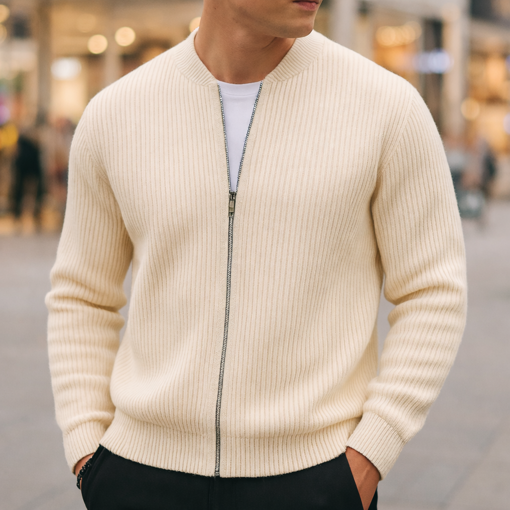 Montari Wool Zip-Up Cardigan