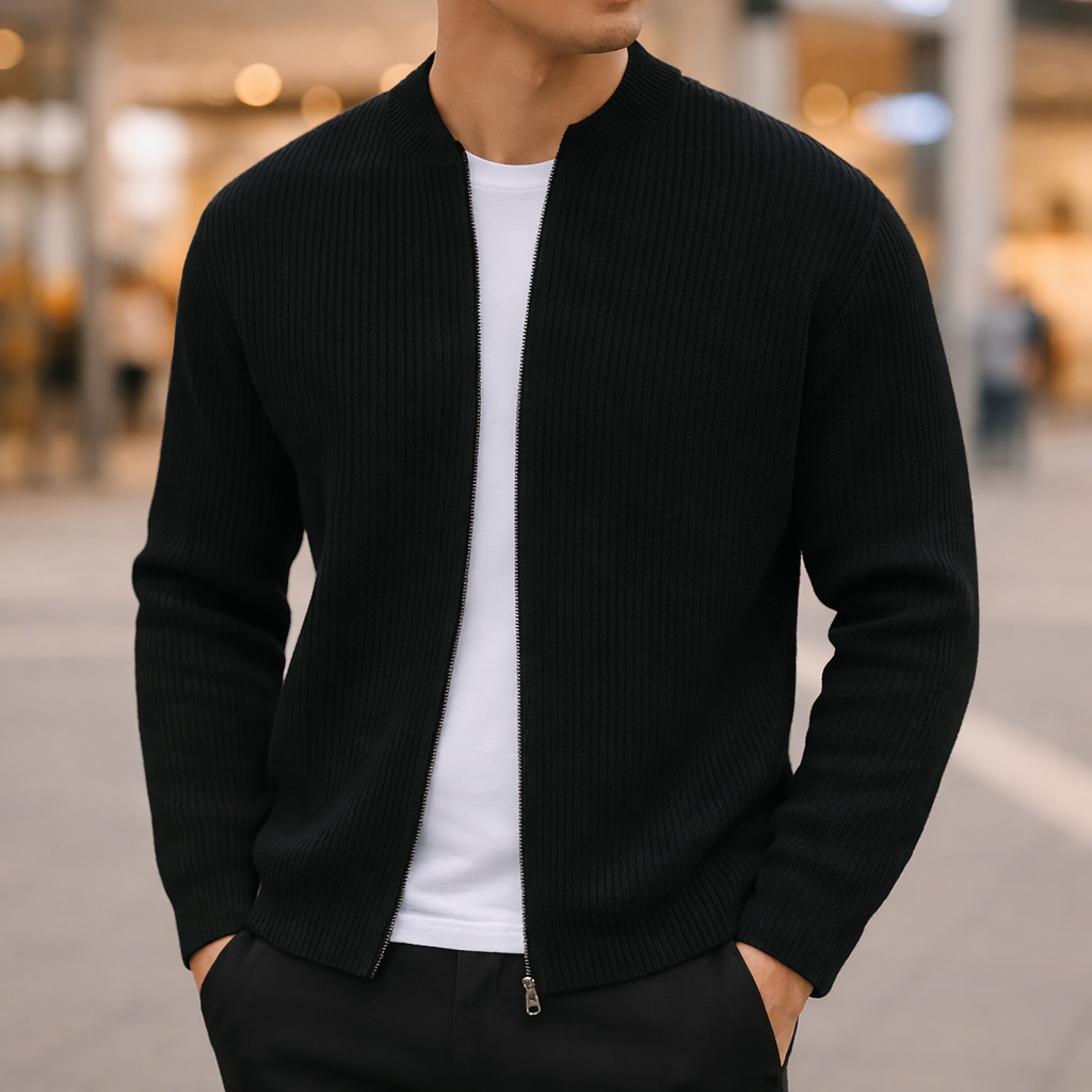 Montari Wool Zip-Up Cardigan