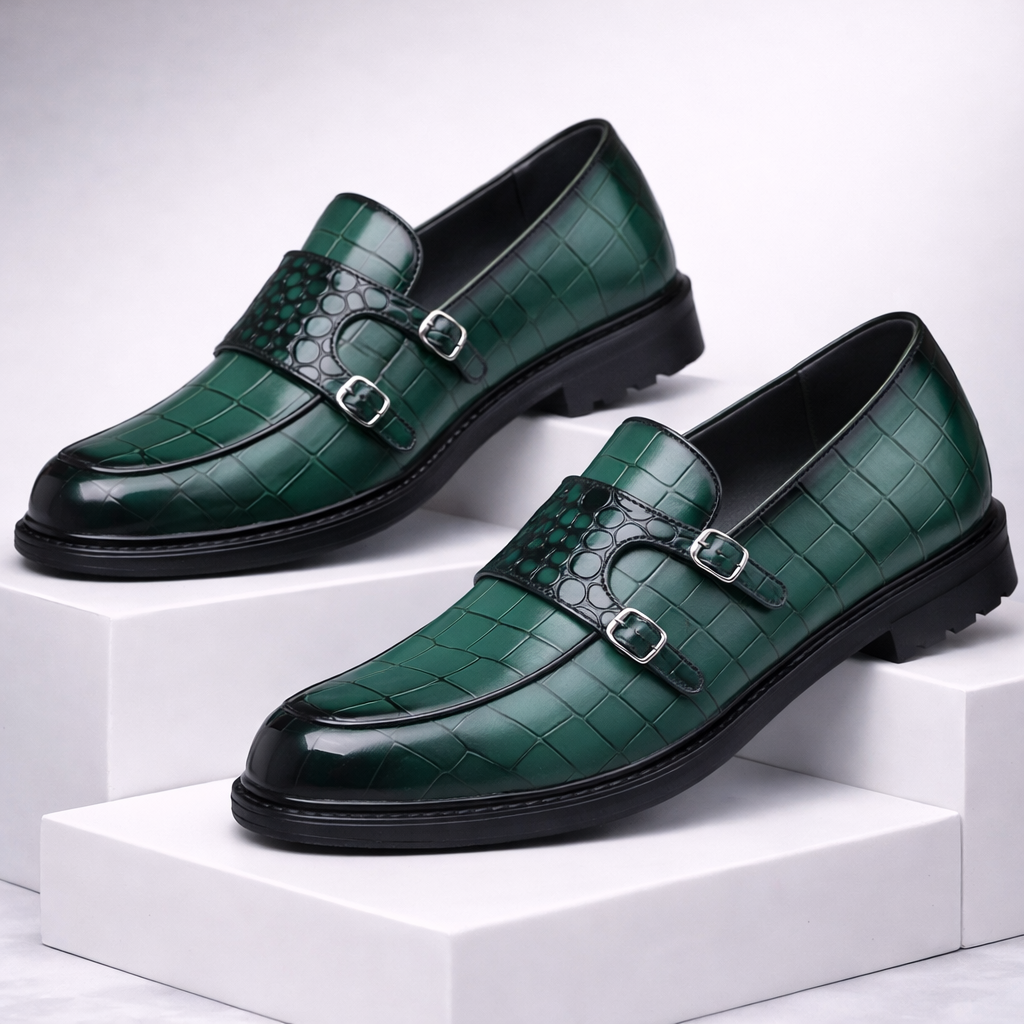 Savonti Double-Monk Strap Genuine Leather Shoes