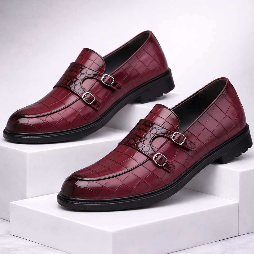 Savonti Double-Monk Strap Genuine Leather Shoes