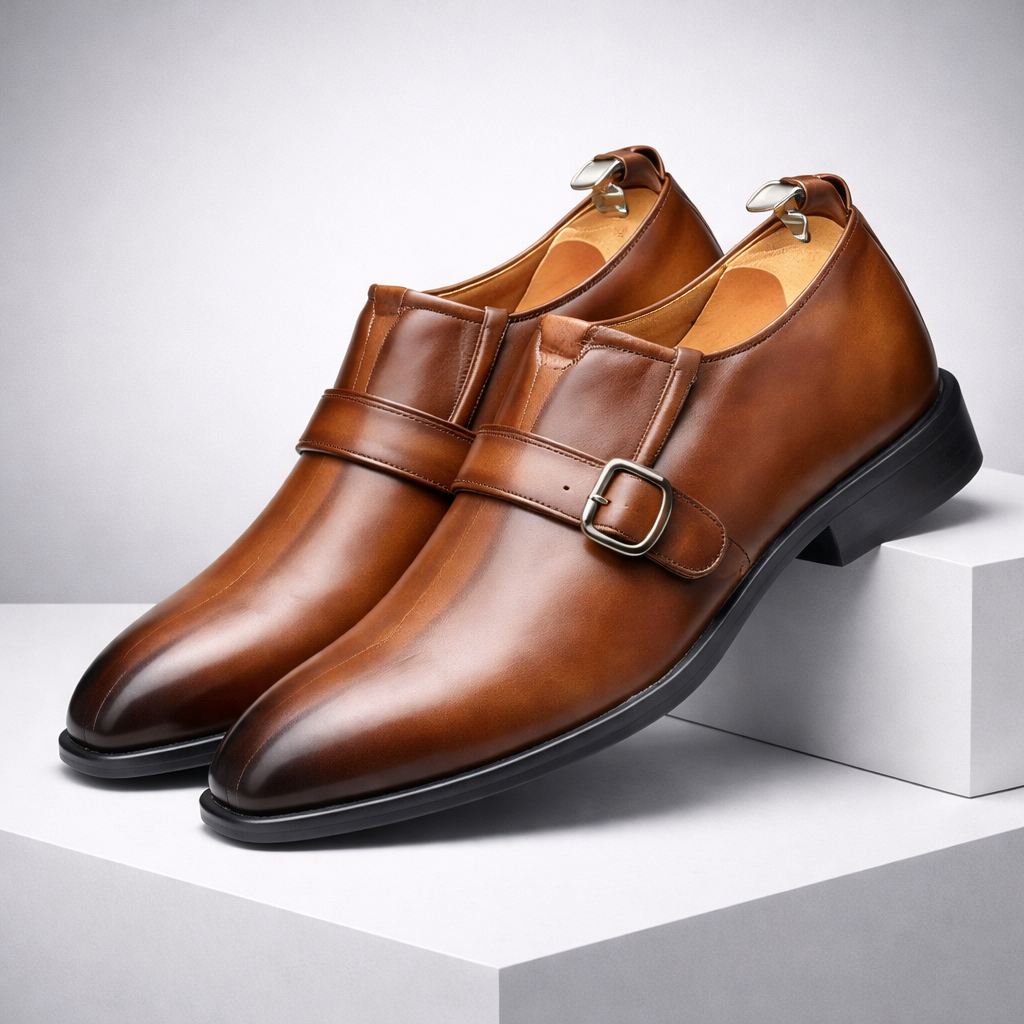 Halden Genuine Leather Monk Strap Shoes