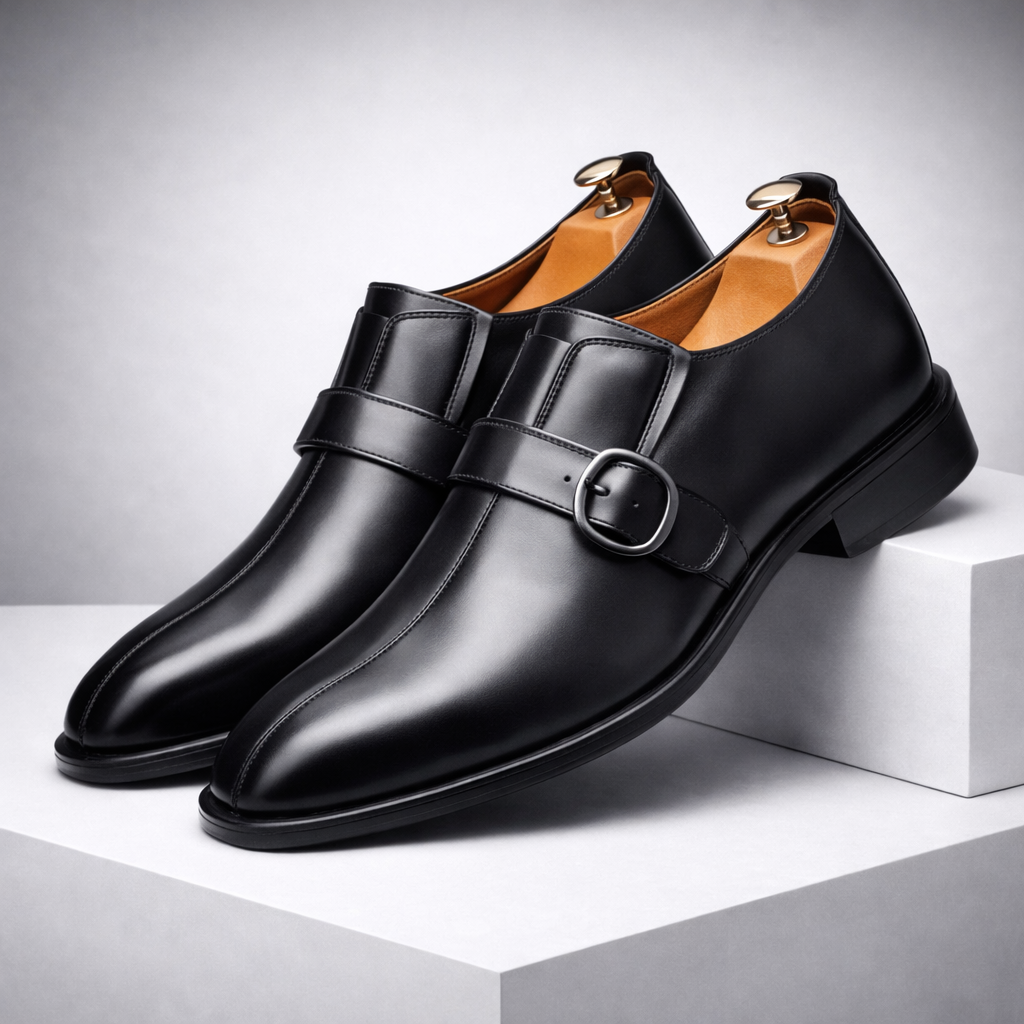Halden Genuine Leather Monk Strap Shoes