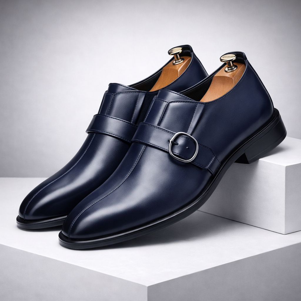 Halden Genuine Leather Monk Strap Shoes