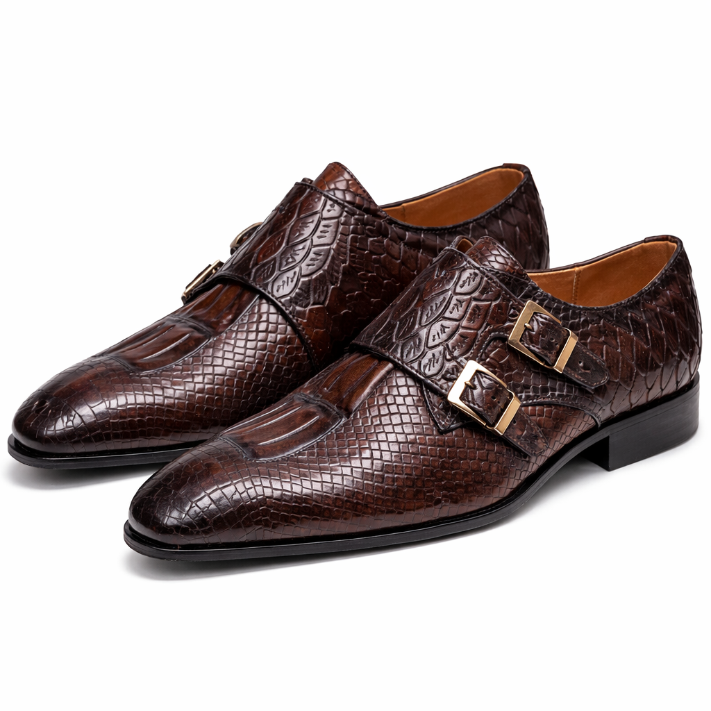 Montari Genuine Leather Monk Strap Oxfords
