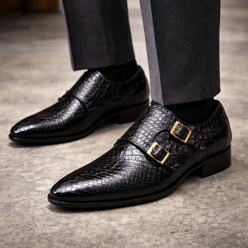Montari Genuine Leather Monk Strap Oxfords