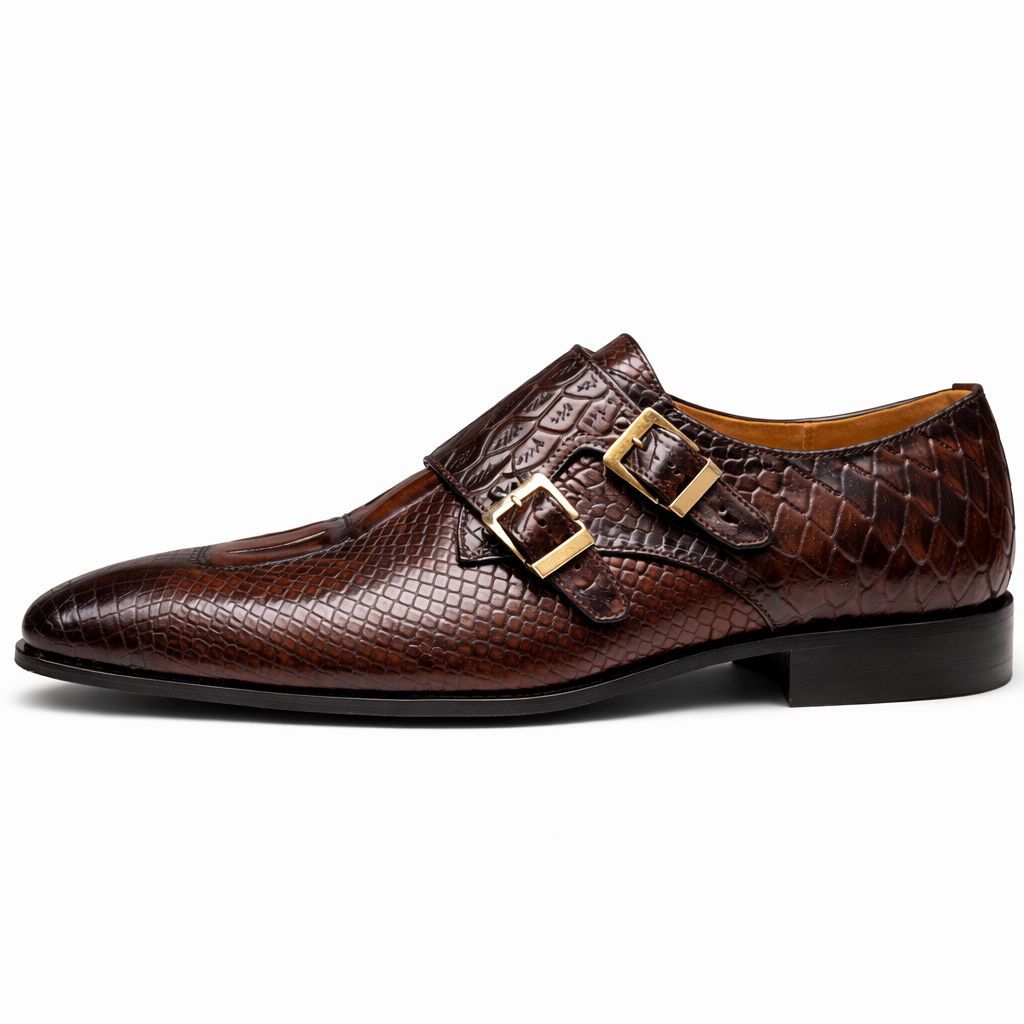 Montari Genuine Leather Monk Strap Oxfords