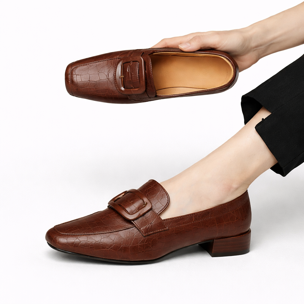 Savina Genuine Leather Low Heel Loafers
