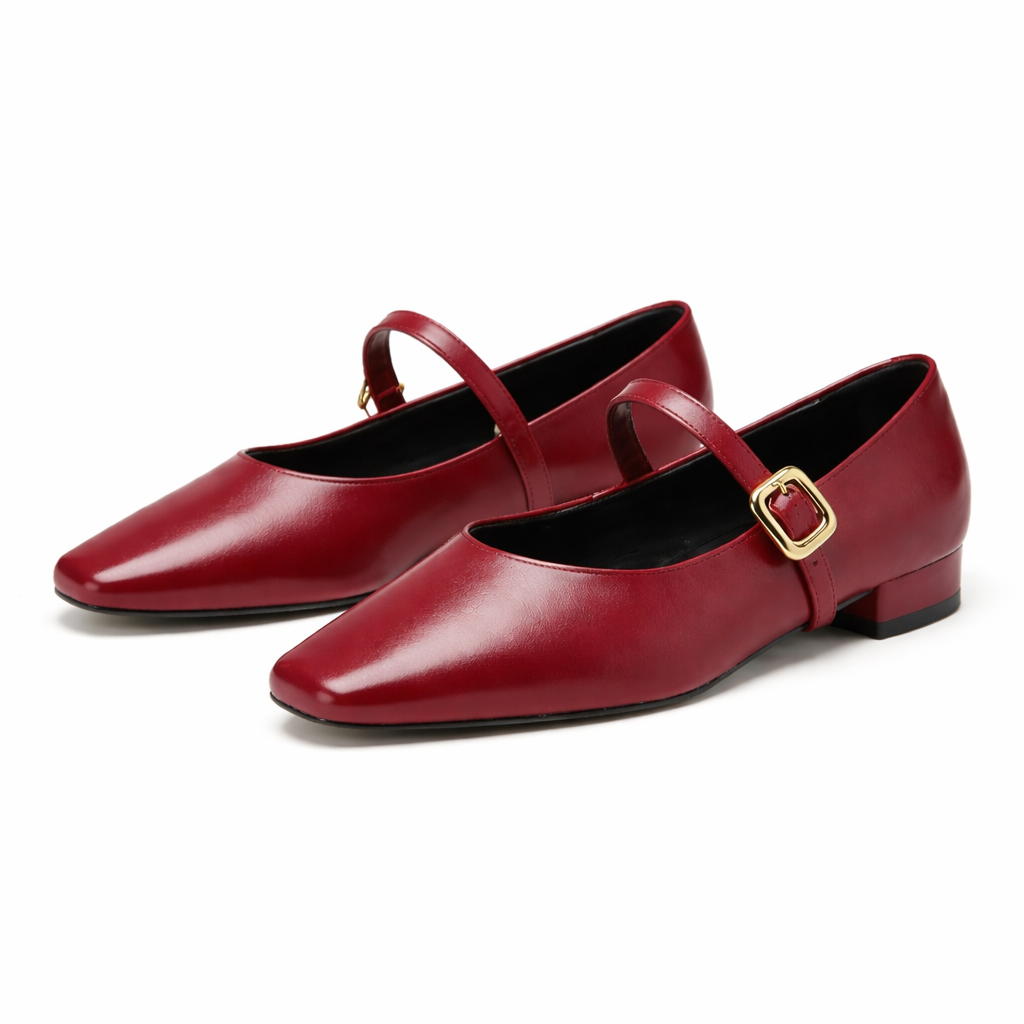 Savina Genuine Leather Low Block Heels