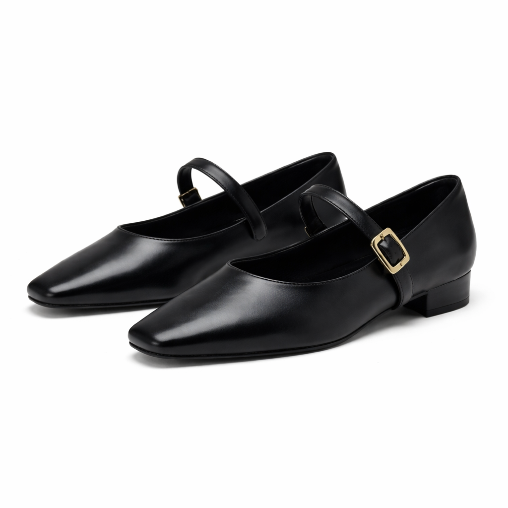Savina Genuine Leather Low Block Heels