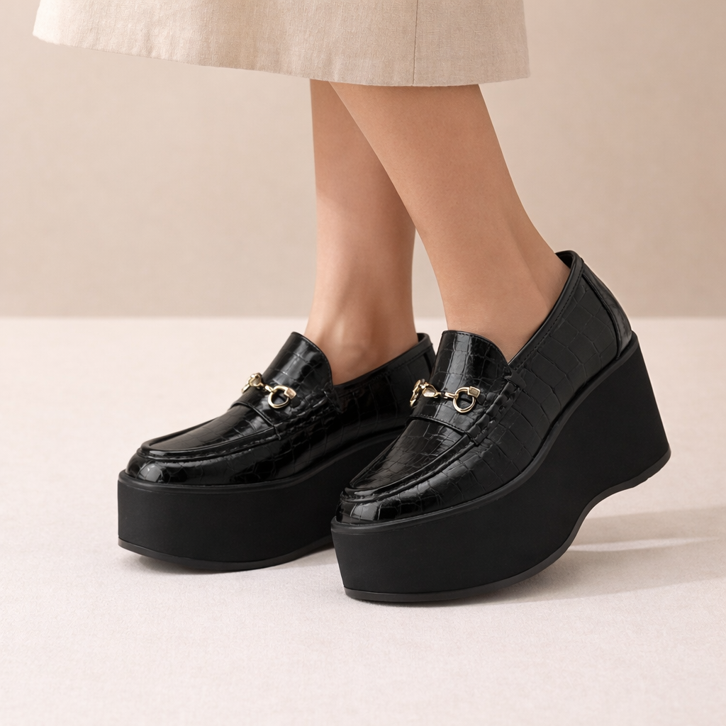 Savina Genuine Leather Platform Loafers