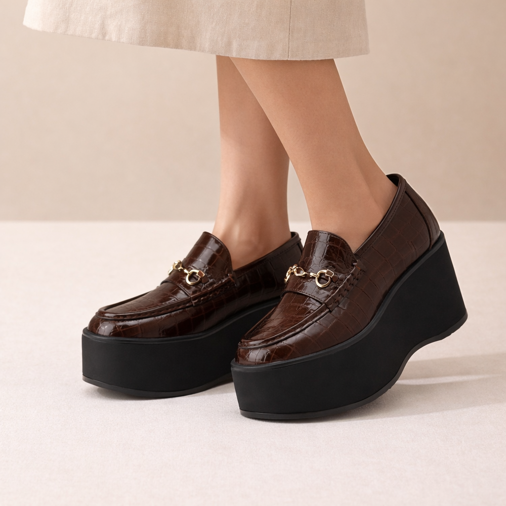 Savina Genuine Leather Platform Loafers