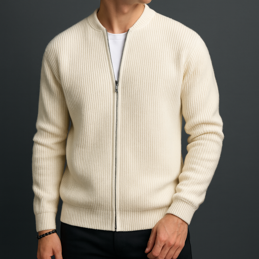Montari Wool Zip-Up Cardigan