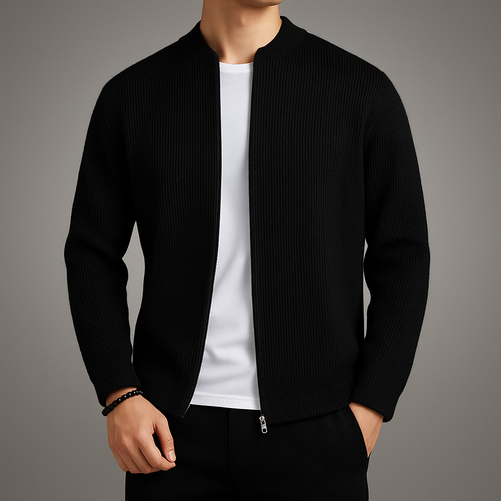 Montari Wool Zip-Up Cardigan