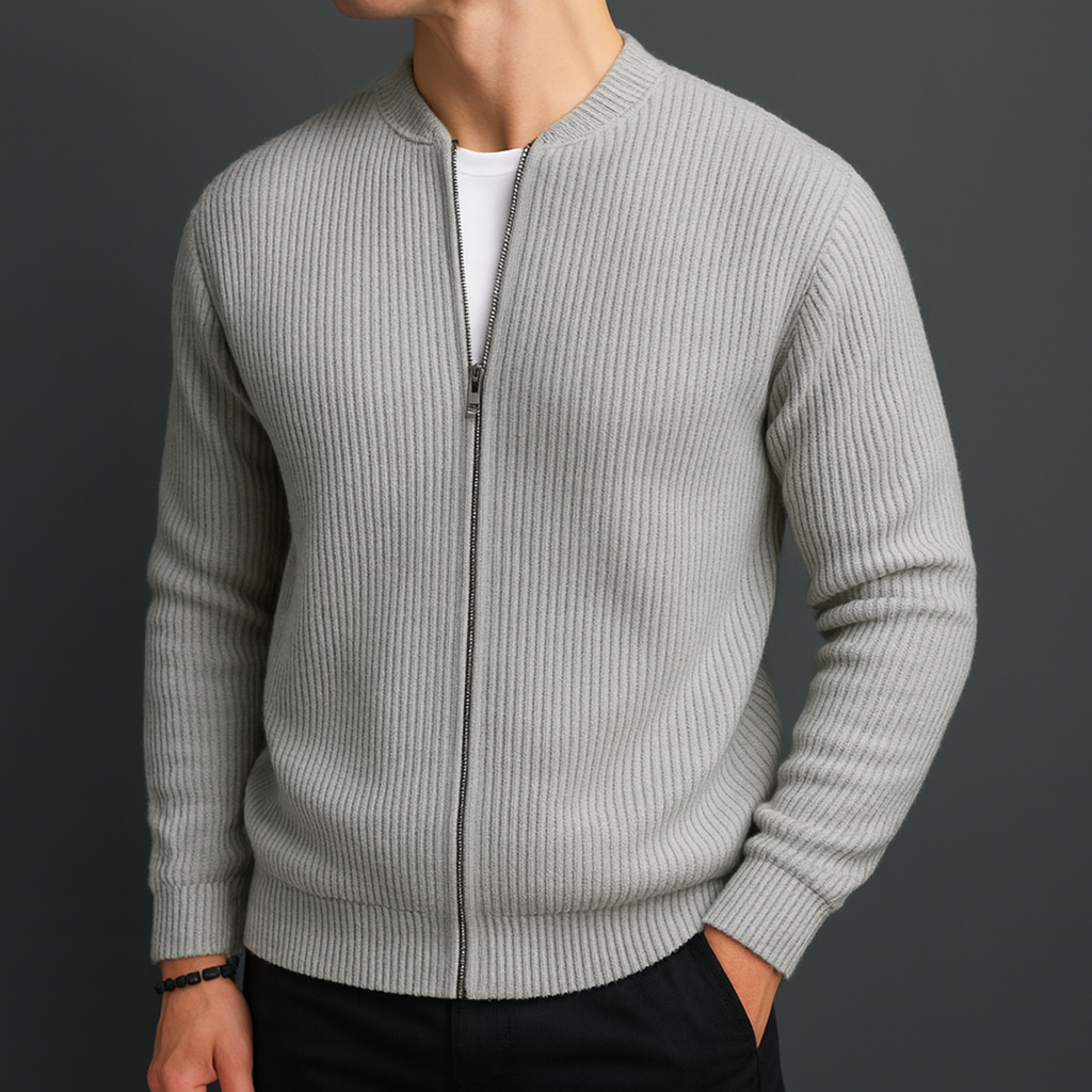 Montari Wool Zip-Up Cardigan