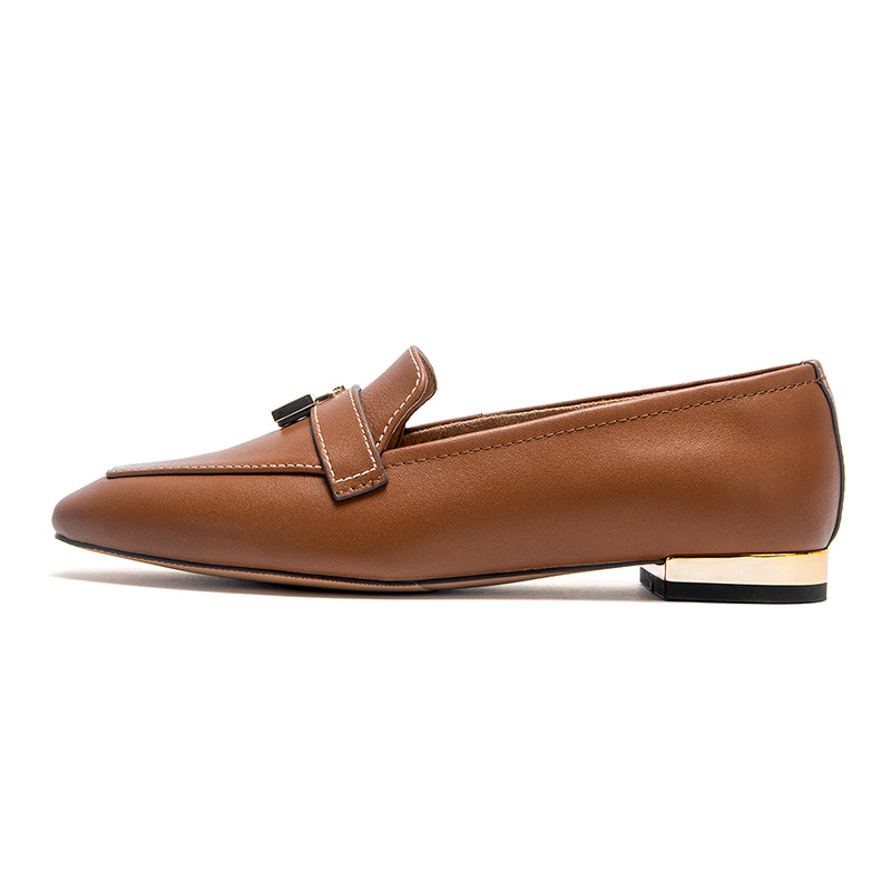 Savina Genuine Leather Heel Loafers
