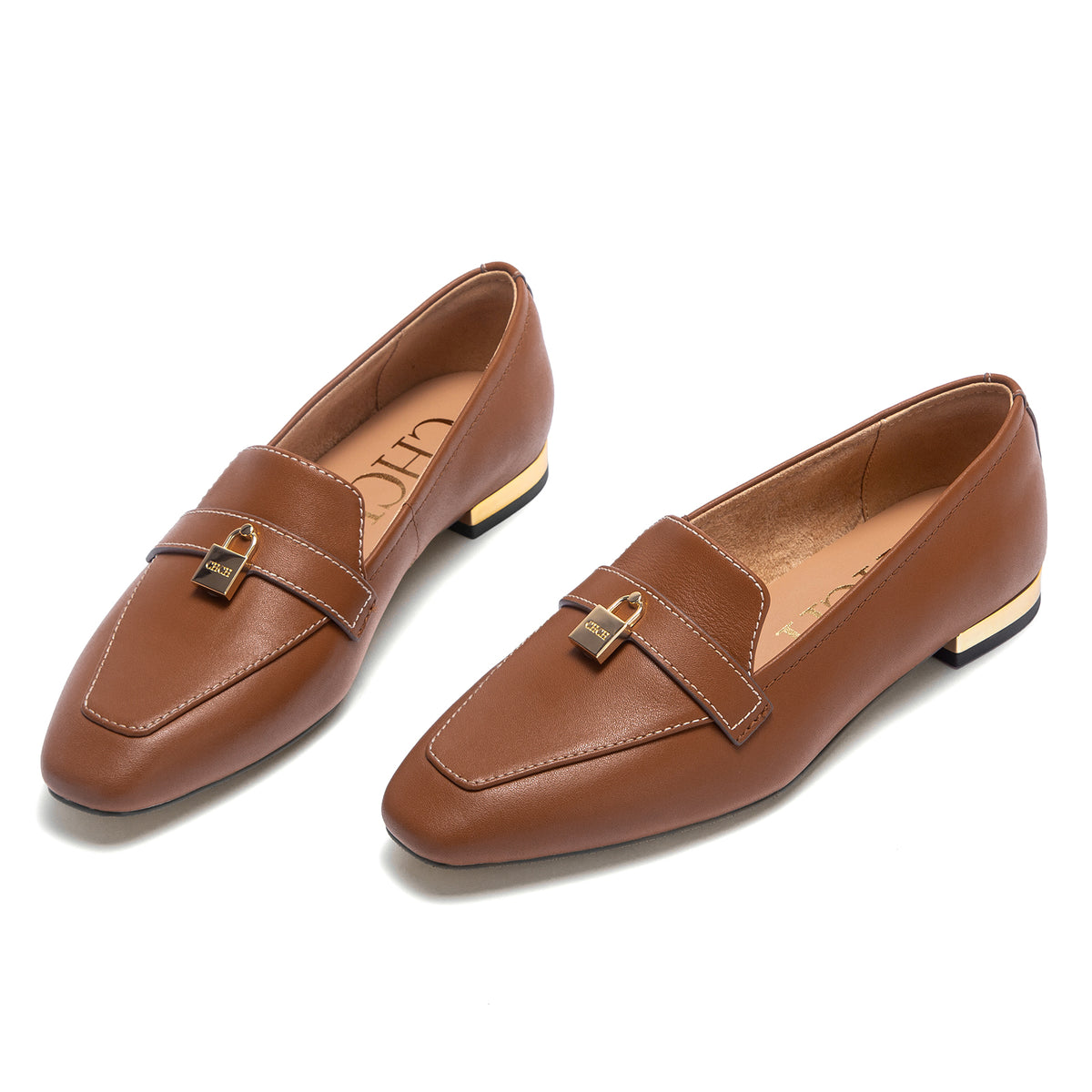Savina Genuine Leather Heel Loafers