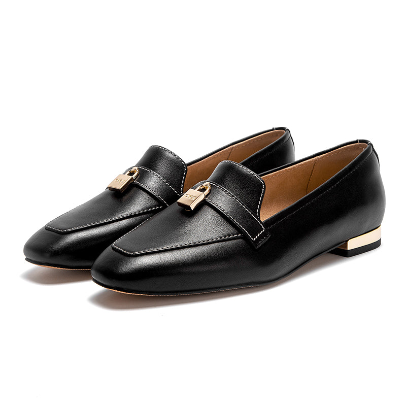 Savina Genuine Leather Heel Loafers