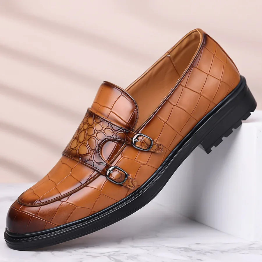 Savonti Double-Monk Strap Genuine Leather Shoes
