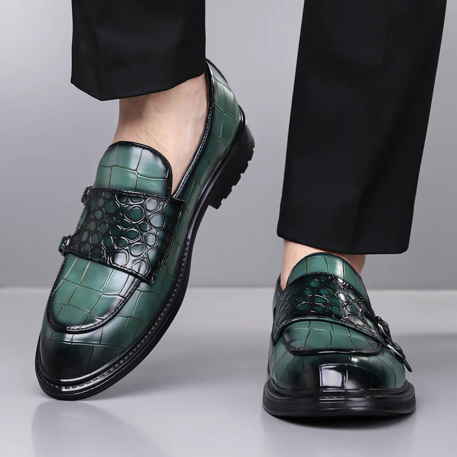 Savonti Double-Monk Strap Genuine Leather Shoes