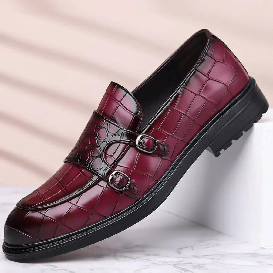 Savonti Double-Monk Strap Genuine Leather Shoes