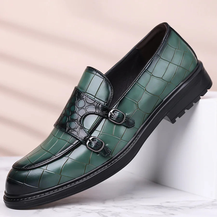 Savonti Double-Monk Strap Genuine Leather Shoes