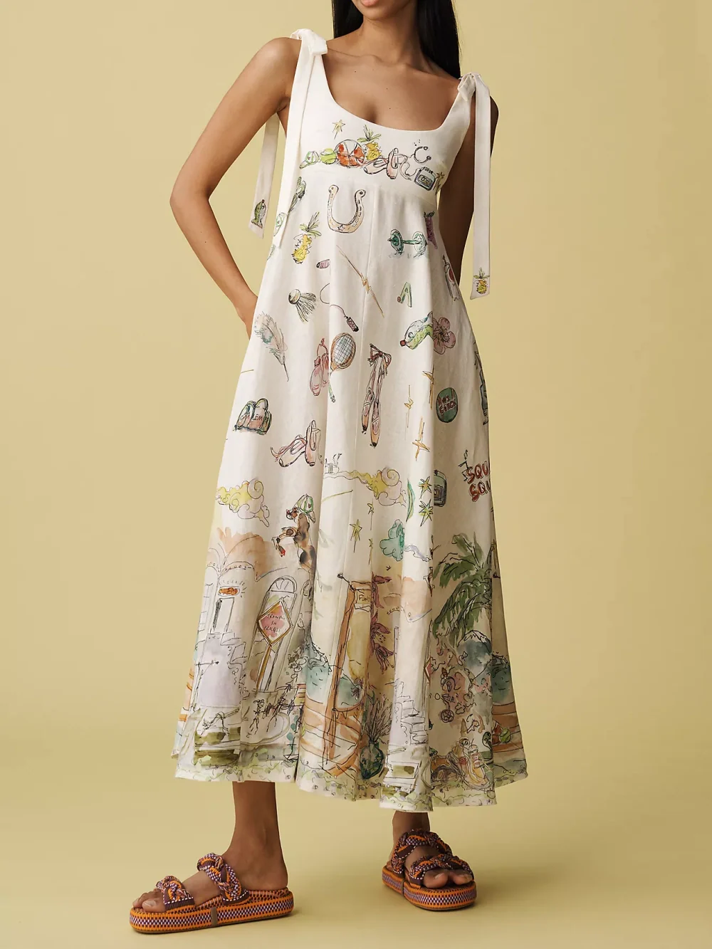Tie-Waist Midi Dress – Women's Summer Dress